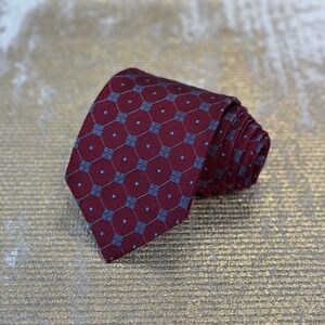 BROOKS BROTHERS 346 Men's Red & Blue Pattern Silk Necktie Office Business Career